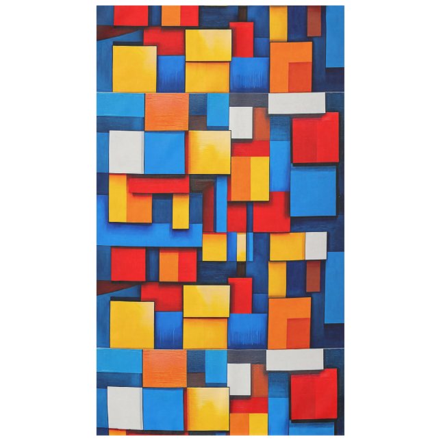 Colourful abstract blocks tablecloth (Front)