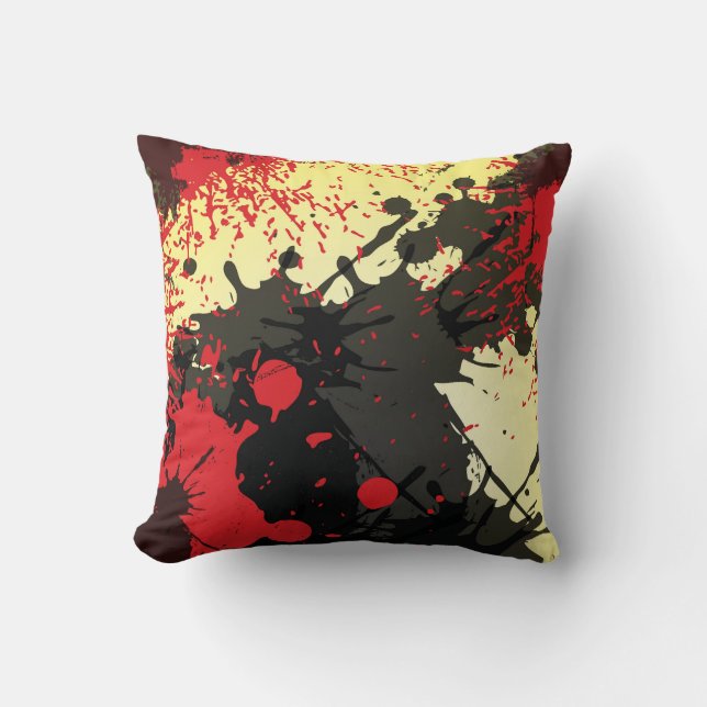 Colourful Abstract Blotches of Paint Throw Pillow (Front)