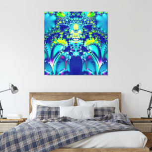 Colourful Abstract Blue Fractal  Canvas Print