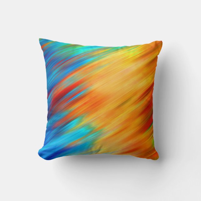Colourful Abstract Blue Orange Flare Throw Pillow (Front)
