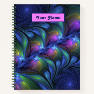 Colourful Abstract Blue Pink Green Fractal Art Nam Notebook