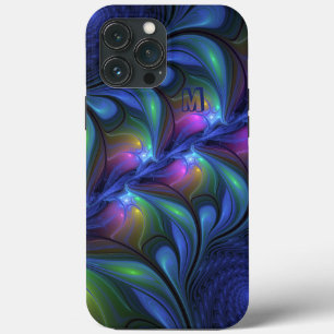 Colourful Abstract Blue Pink Green Fractal Monogra iPhone 13 Pro Max Case