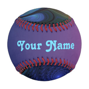 Colourful Abstract Blue Pink Green Fractal Own Nam Baseball