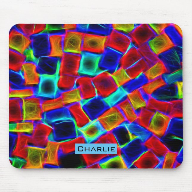 Colourful Abstract Bokeh Blocks Personalised Mouse Pad (Front)
