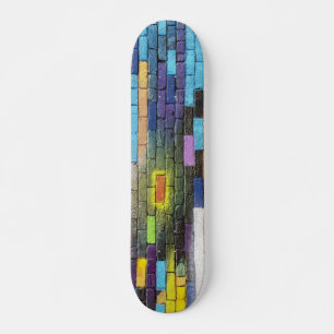 Colourful Abstract Brick Art Skateboard