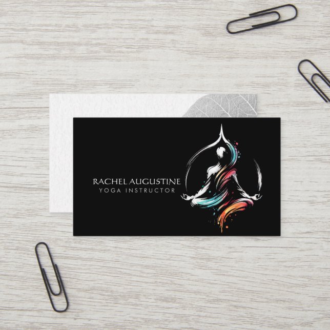 Colourful Abstract Brush Logo Meditation Instructo Business Card (Front/Back In Situ)
