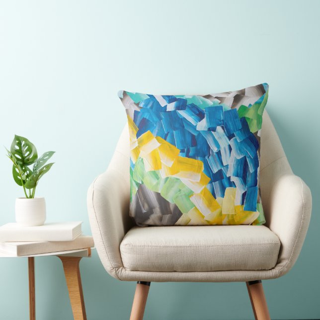 Colourful Abstract Brushstroke Pattern Throw Pillow (Chair)