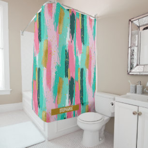 Colourful Abstract Brushstrokes - Mint & Pink