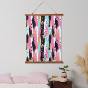 Colourful Abstract Brushstrokes - Mint & Pink (2) Hanging Tapestry