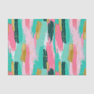 Colourful Abstract Brushstrokes - Mint & Pink Tissue Paper
