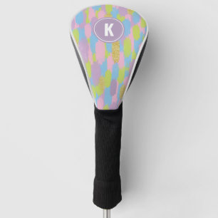 Colourful Abstract Brushstrokes Pattern Monogram Golf Head Cover