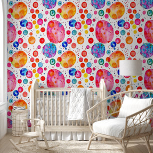 Colourful Abstract Bubbles Watercolor Wallpaper