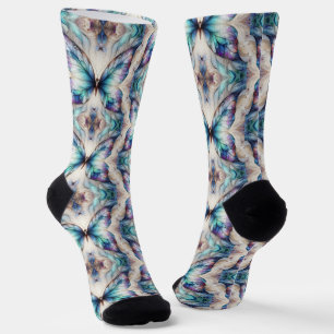 Colourful abstract butterfly design socks