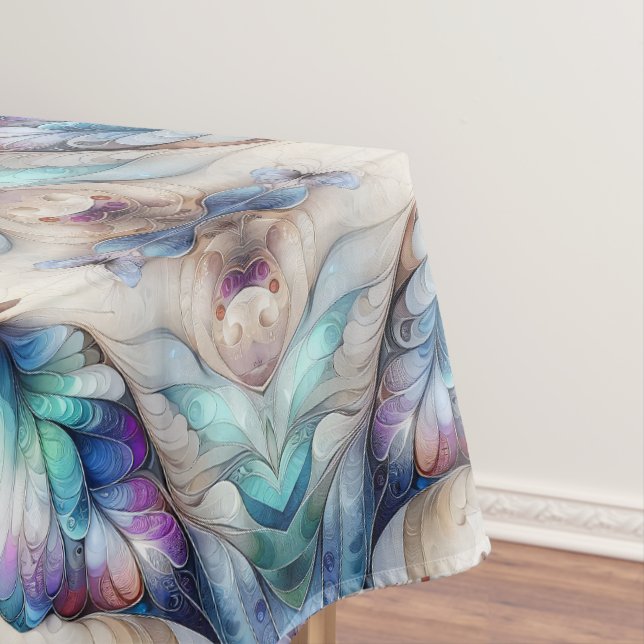 Colourful abstract butterfly design tablecloth (In Situ)