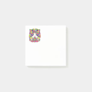 Colourful abstract cat, animal hand drawn illustr Post-it Notes