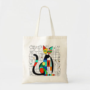 Colourful Abstract Cat Art Cubist Cubism Tote Bag