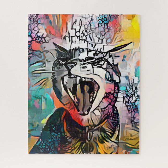 Colourful Abstract Cat | Challenging Hard Jigsaw Puzzle (Vertical)