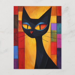 Colourful Abstract Cat Postcard