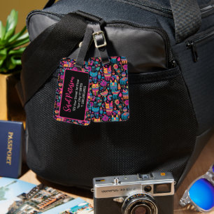 Colourful Abstract Cats Luggage Tag