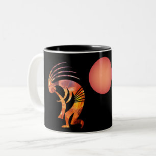 Colourful Abstract Cave Petroglyphs Kokopelli Two-Tone Coffee Mug