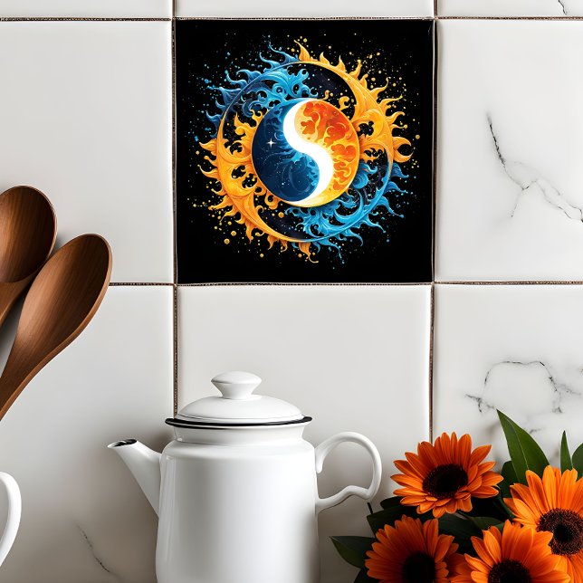 Colourful Abstract Celestial Moon and Sun Splash Tile (Creator Uploaded)
