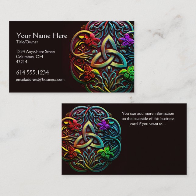 Colourful Abstract Celtic Desig Irish Business Car Business Card (Front/Back)