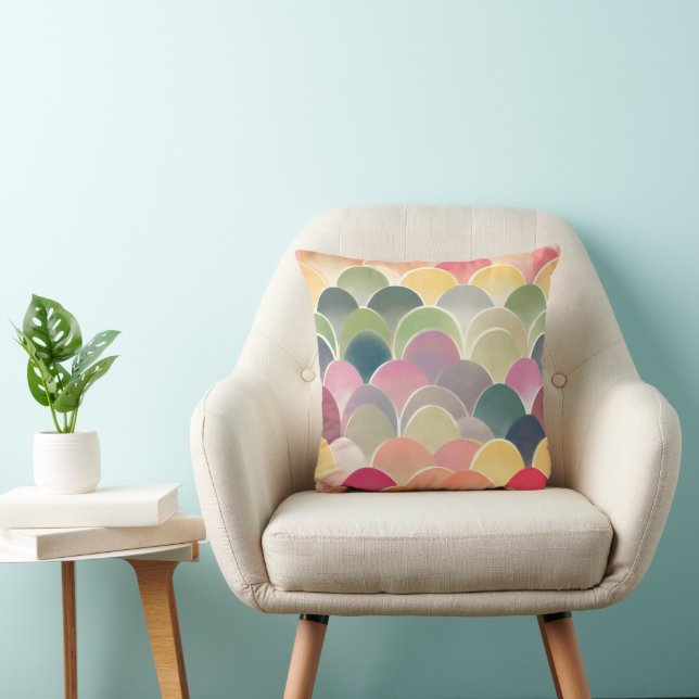 Colourful Abstract Cheerful Pattern Throw Pillow (Chair)