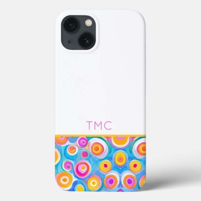 Colourful Abstract Circle Art INITIALS Summer Fun Case-Mate iPhone Case (Back)