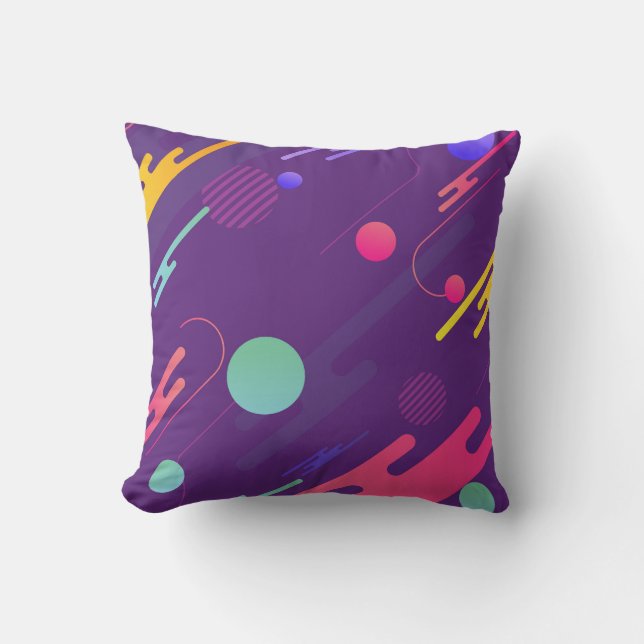 Colourful Abstract Circles, Lines & Cool Shapes Throw Pillow (Front)