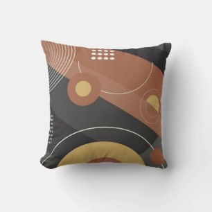 Colourful Abstract Circles, Lines & Dots Throw Pillow