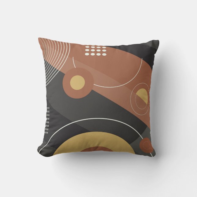Colourful Abstract Circles, Lines & Dots Throw Pillow (Front)