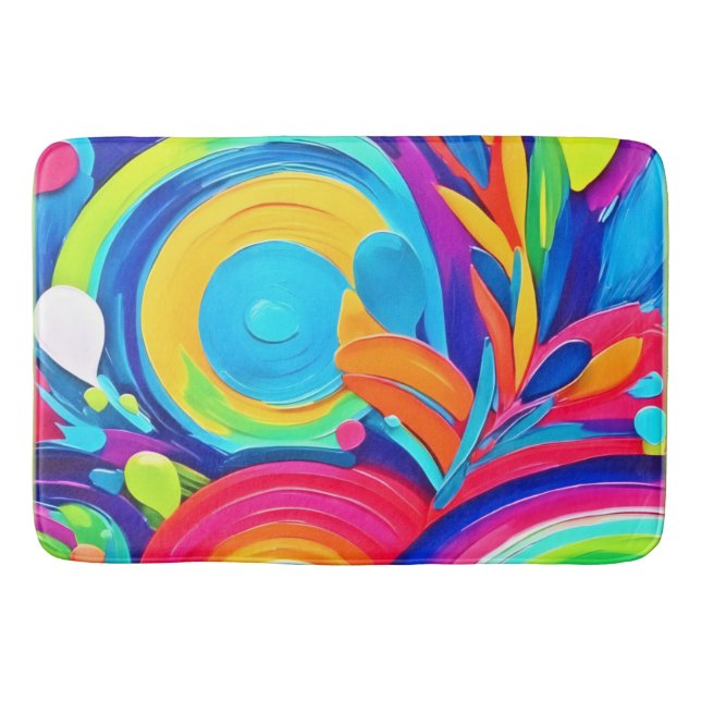 Colourful Abstract Circles Painting Bath Mat (Front)
