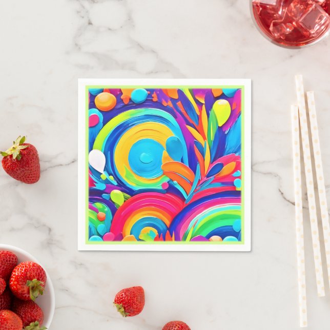 Colourful Abstract Circles Painting Napkin (Insitu)
