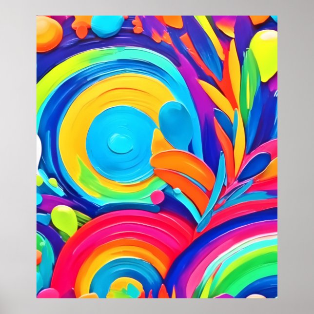 Colourful Abstract Circles Painting Poster (Front)