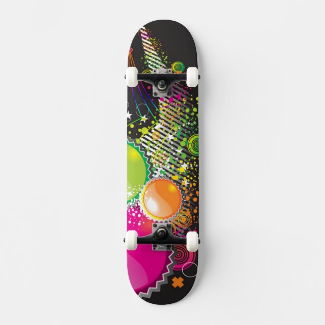 Colourful Abstract Circles Skateboard (Front)
