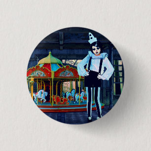 Colourful Abstract Circus Freaks Clown Art 1 Inch Round Button