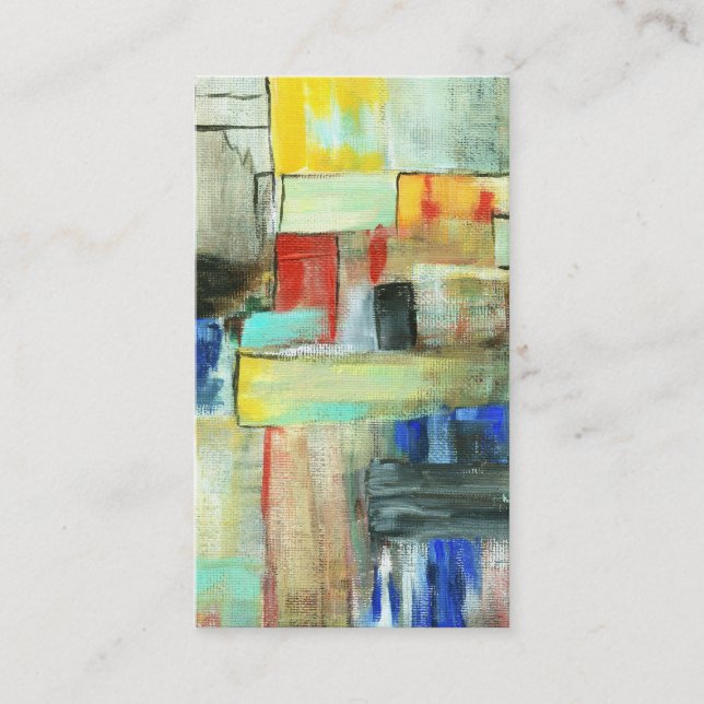 Colourful Abstract Cityscape Original Art Painting Business Card (Front)