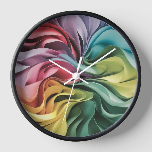 Colourful Abstract Clock: Modern Home Decor Clock (Front)