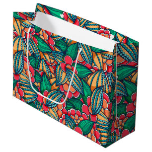 Colourful abstract Cocoa beans illustrated pattern Large Gift Bag