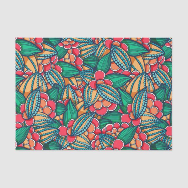Colourful abstract Cocoa beans illustrated pattern Tissue Paper (Front)