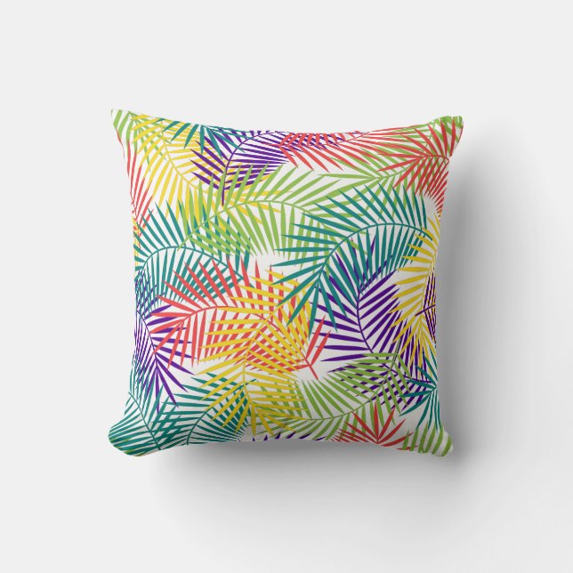 Colourful Abstract Coconut Leafs Pattern Throw Pillow (Front)