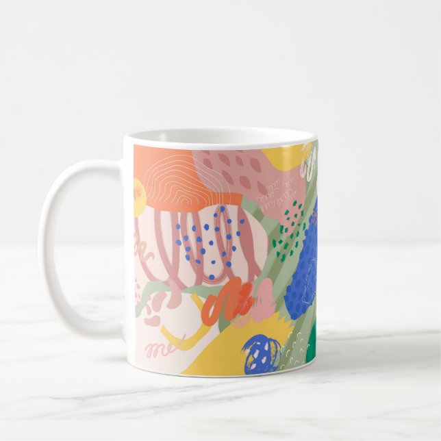 Colourful Abstract Collage Cutout Shapes Mug (Left)