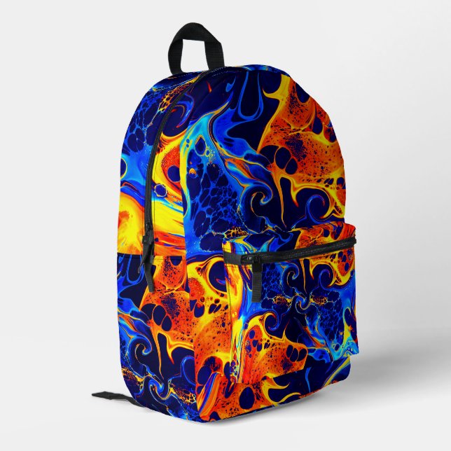 colourful abstract colour wavy   printed backpack (Back Corner Left)