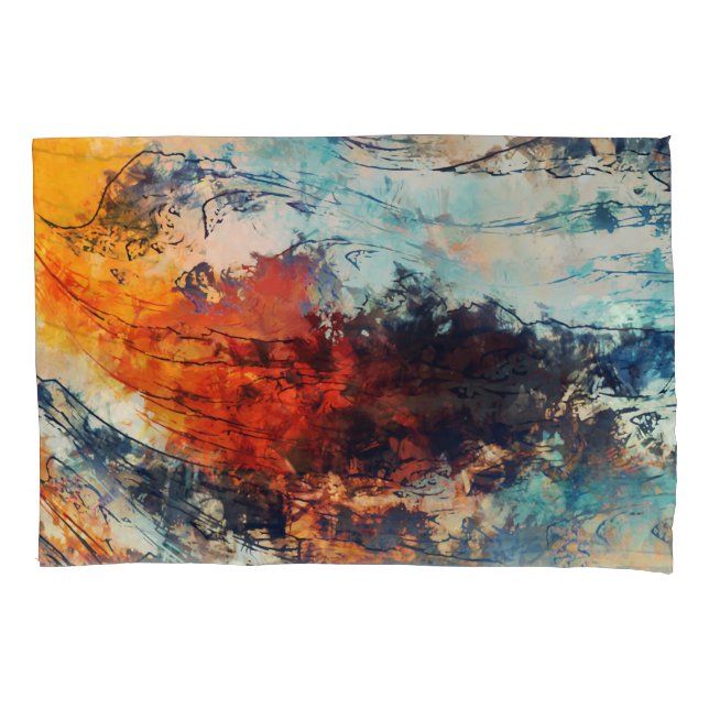 Colourful Abstract Contemporary Artwork Pillowcase (Front)