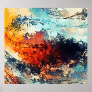 Colourful Abstract Contemporary Artwork Poster