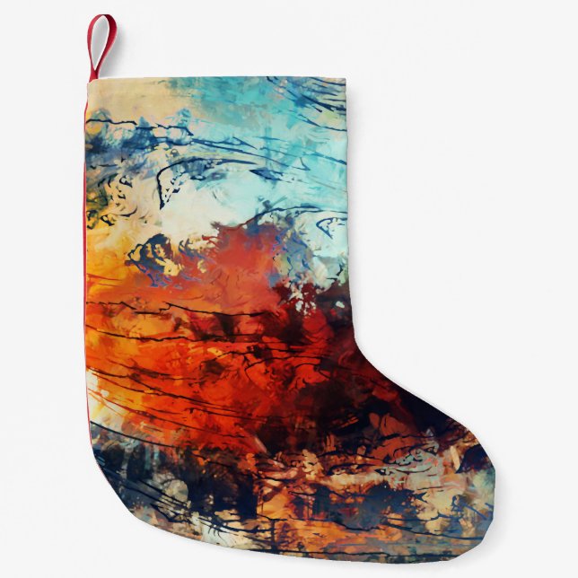 Colourful Abstract Contemporary Artwork Small Christmas Stocking (Front)
