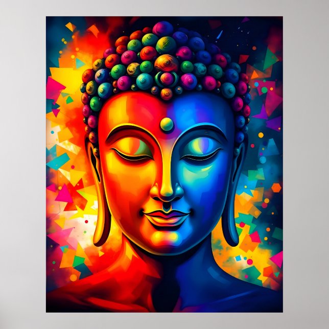 Colourful Abstract Contemporary Buddha Art Poster (Front)