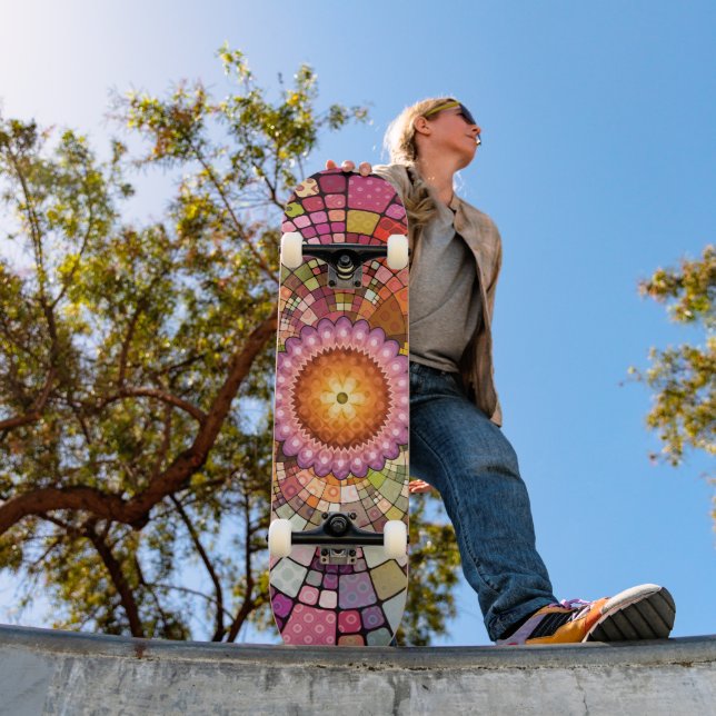 Colourful Abstract Creative Art Mosaic Skateboard (Outdoor 1)