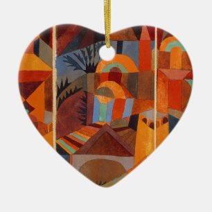 Colourful Abstract Cubism Klee Temple Gardens Ceramic Ornament