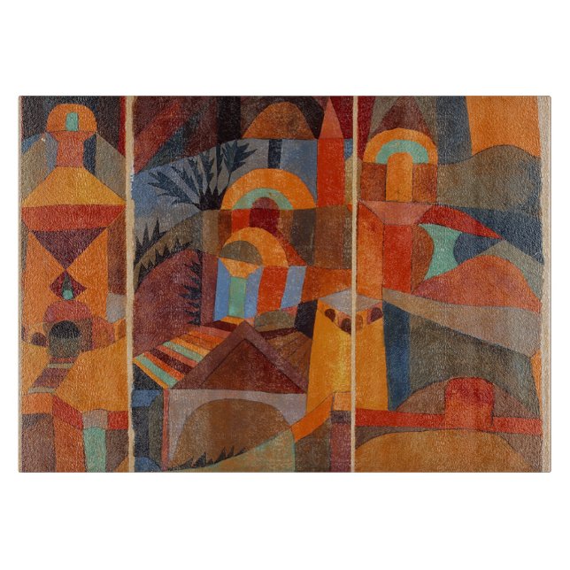 Colourful Abstract Cubism Klee Temple Gardens Cutting Board (Front)